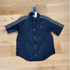 Adidas - Denim Short Sleeve Button Front Shirt in Blue